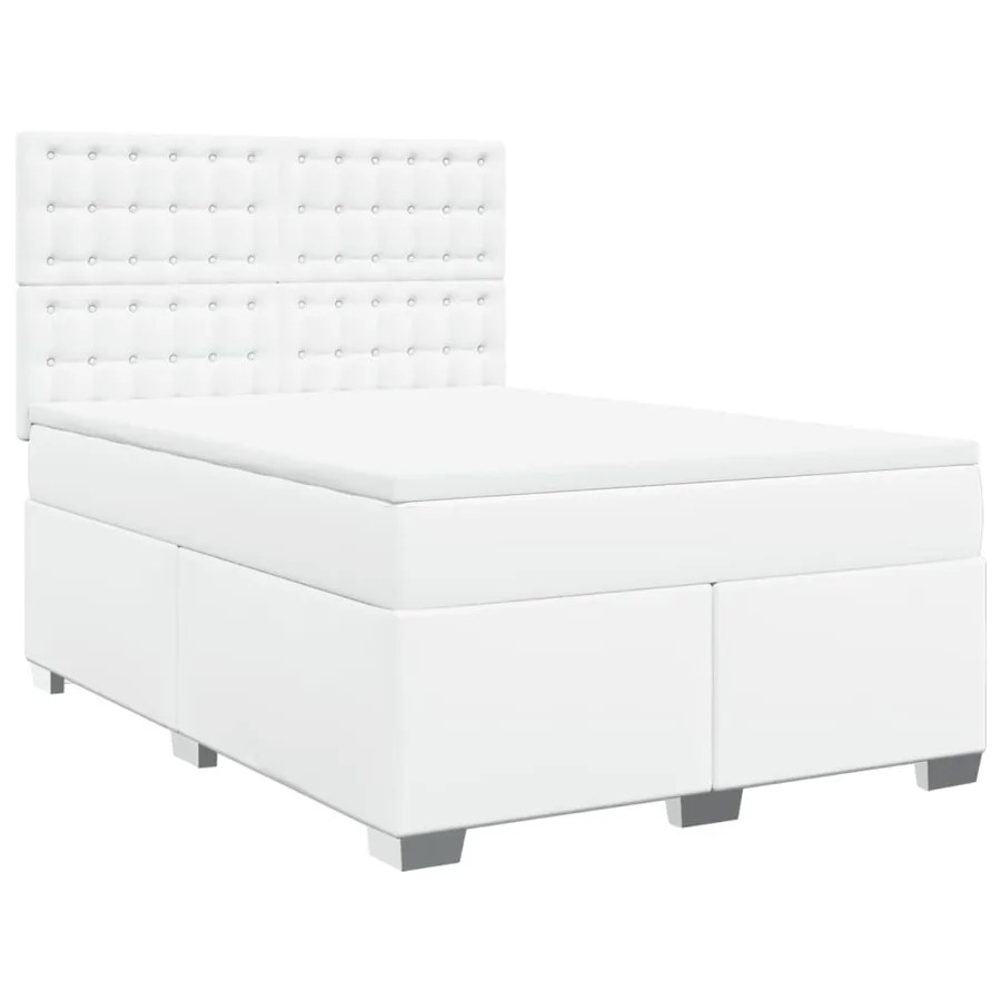Sommier à lattes de lit avec matelas Blanc 140x200cm Similicuir - 3