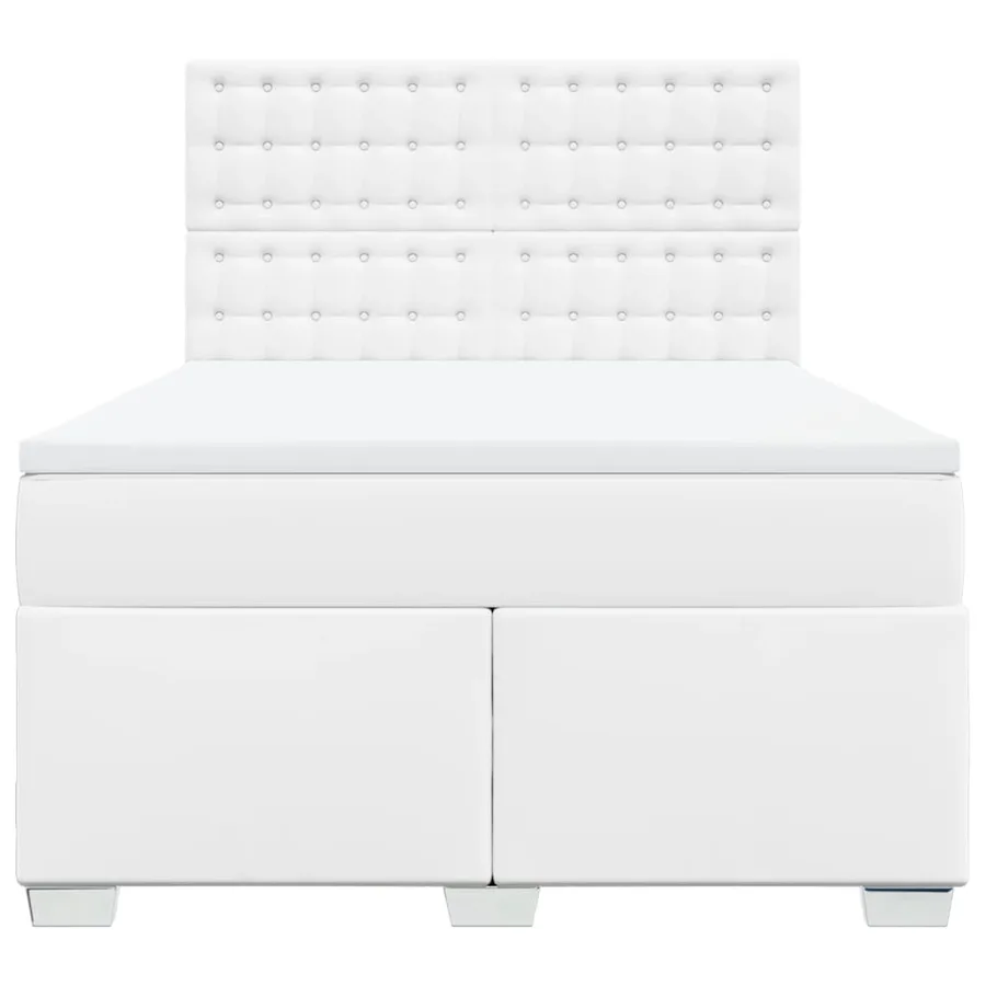 Sommier à lattes de lit avec matelas Blanc 140x200cm Similicuir - 6