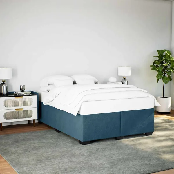 Cadre de lit sans matelas bleu 140x200 cm velours