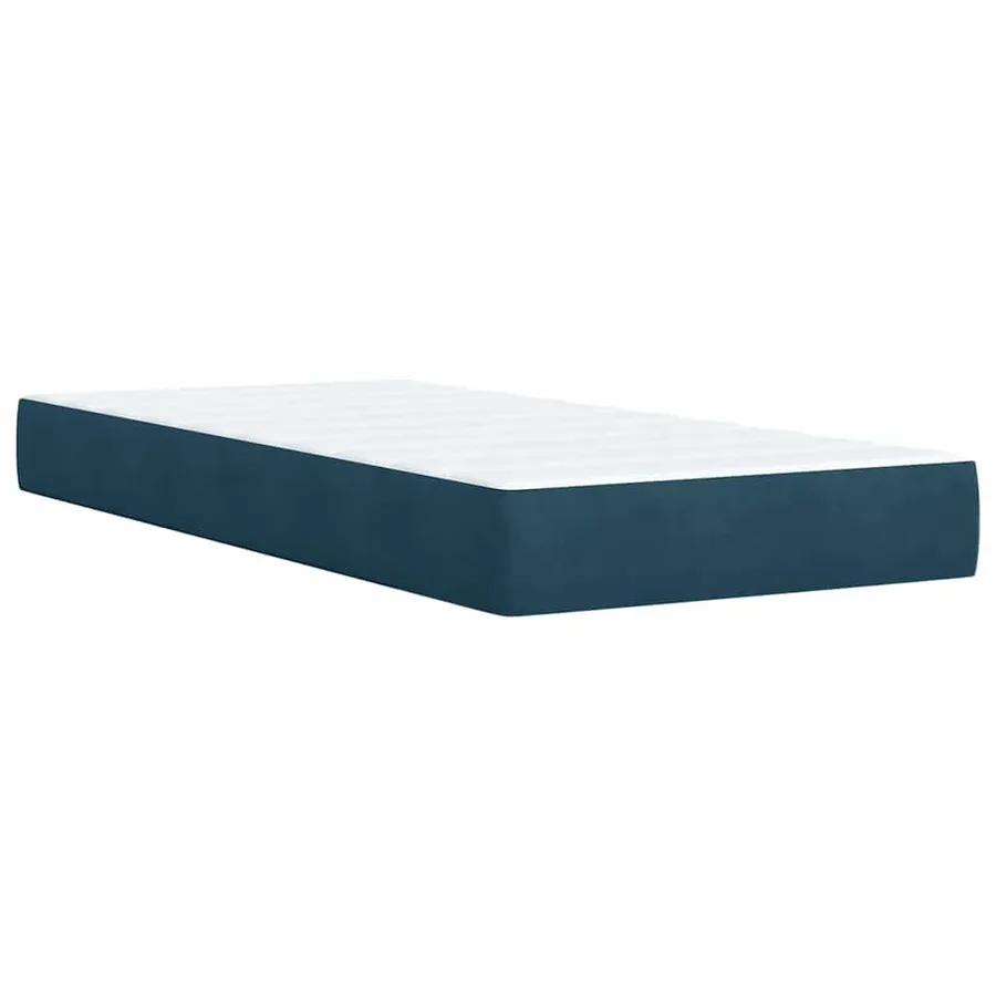 Sommier à lattes de lit avec matelas bleu 90x190 cm velours - 12