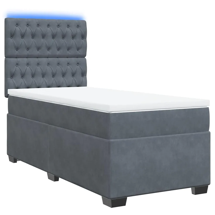 Sommier à lattes de lit et matelas Gris foncé 90x200 cm Velours - 3