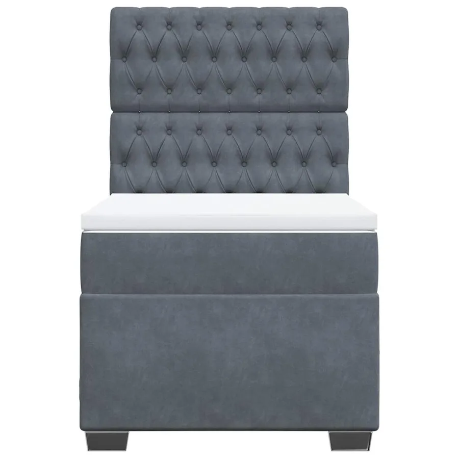 Sommier à lattes de lit et matelas Gris foncé 90x200 cm Velours - 7