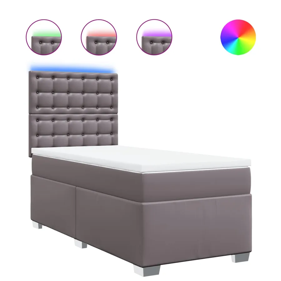 Sommier à lattes de lit avec matelas Gris 100x200 cm Similicuir - 2