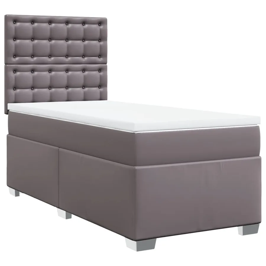 Sommier à lattes de lit avec matelas Gris 100x200 cm Similicuir - 3