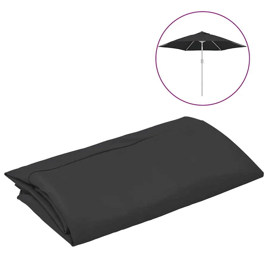 Tissu de remplacement pour parasol d'extérieur Noir 300 cm - 2