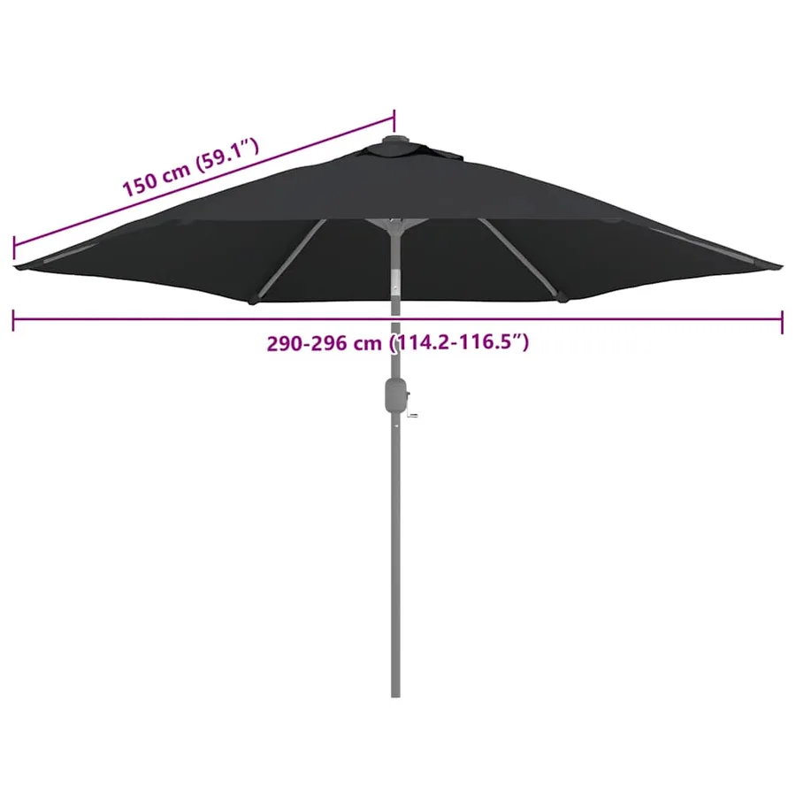 Replacement fabric for outdoor parasol Black 300 cm - 7