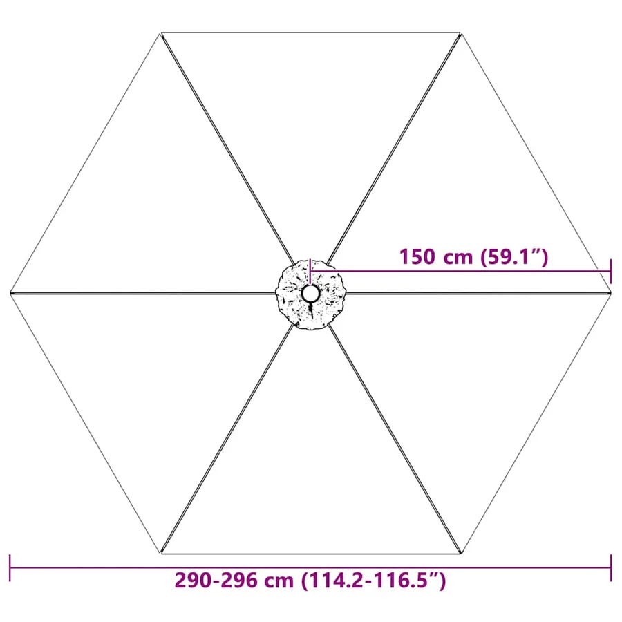 Tissu de remplacement pour parasol d'extérieur Noir 300 cm - 8