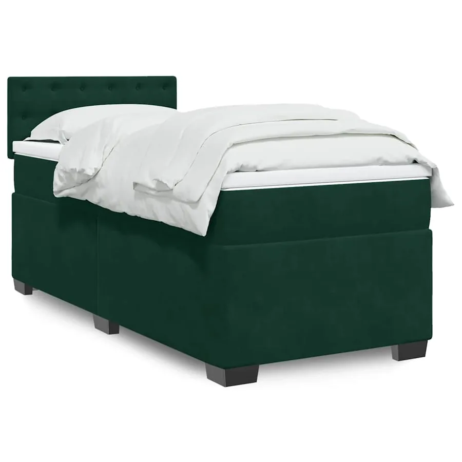 Sommier à lattes de lit avec matelas Vert foncé 90x200 cm