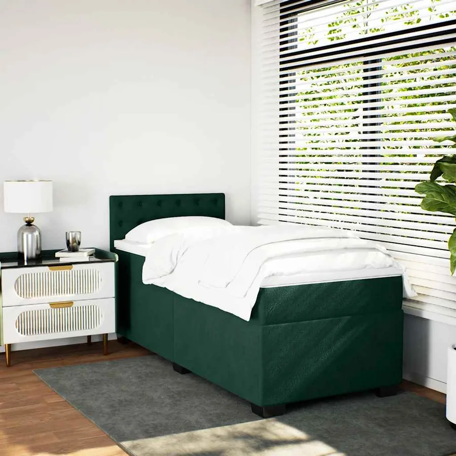 Sommier à lattes de lit avec matelas Vert foncé 90x200 cm - 5