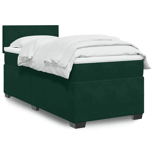 Sommier à lattes de lit avec matelas Vert foncé 90x200 cm