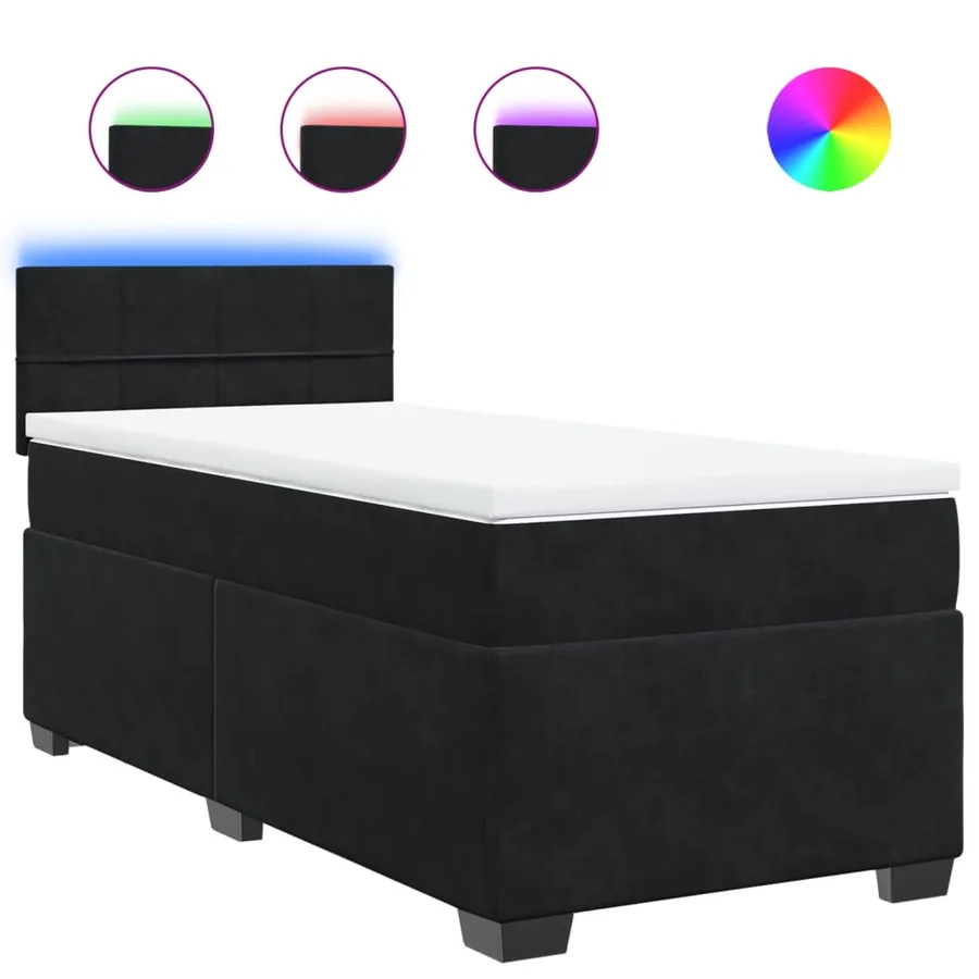 Sommier à lattes de lit avec matelas Noir 90x200 cm Velours - 2