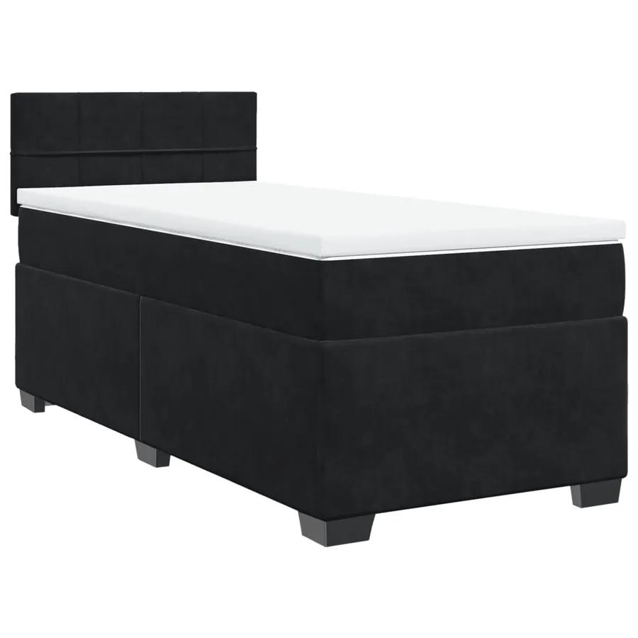 Sommier à lattes de lit avec matelas Noir 90x200 cm Velours - 3