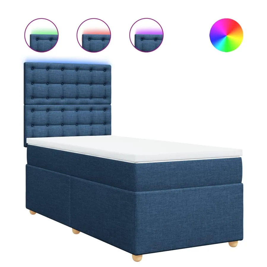 Sommier à lattes de lit avec matelas Bleu 80x200 cm Tissu - 2