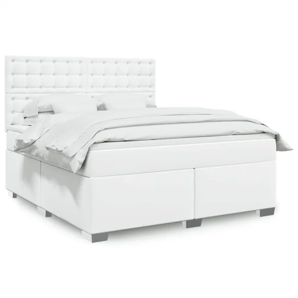 Sommier à lattes de lit avec matelas Blanc 180x200cm Similicuir