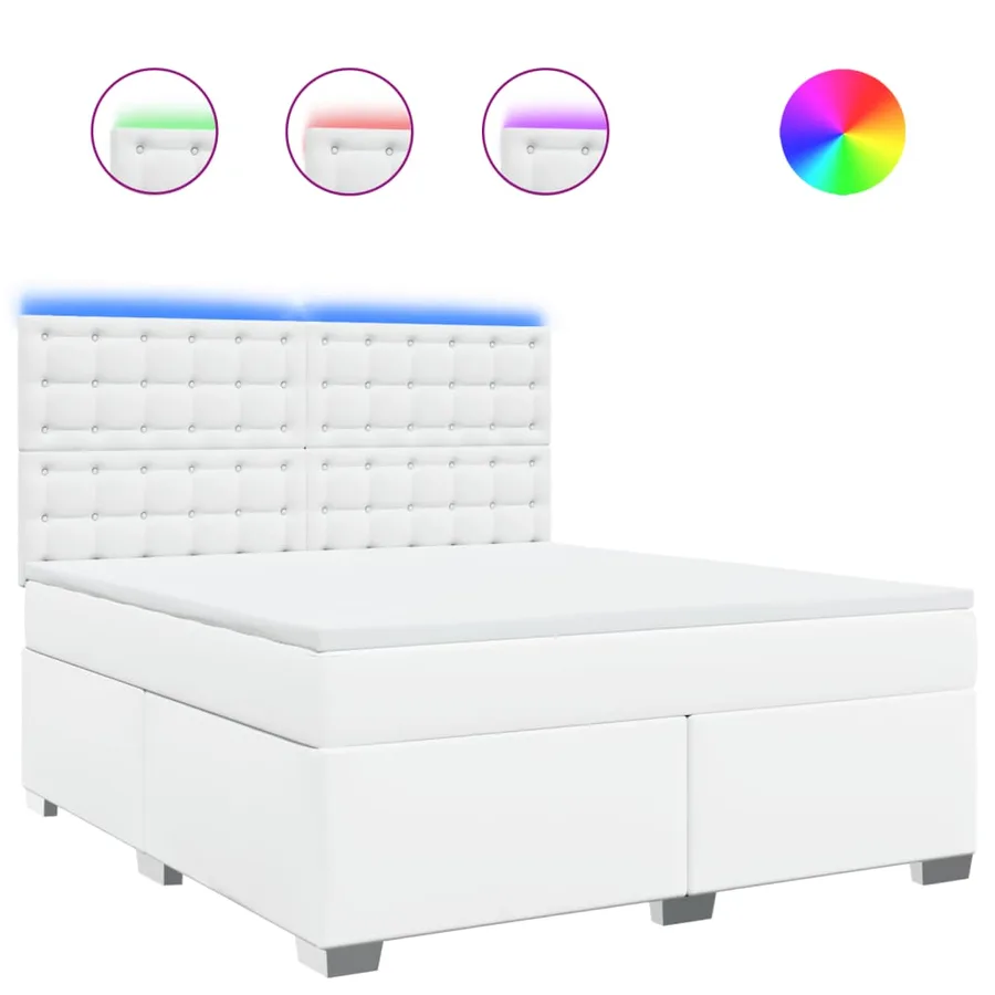 Sommier à lattes de lit avec matelas Blanc 180x200cm Similicuir - 2