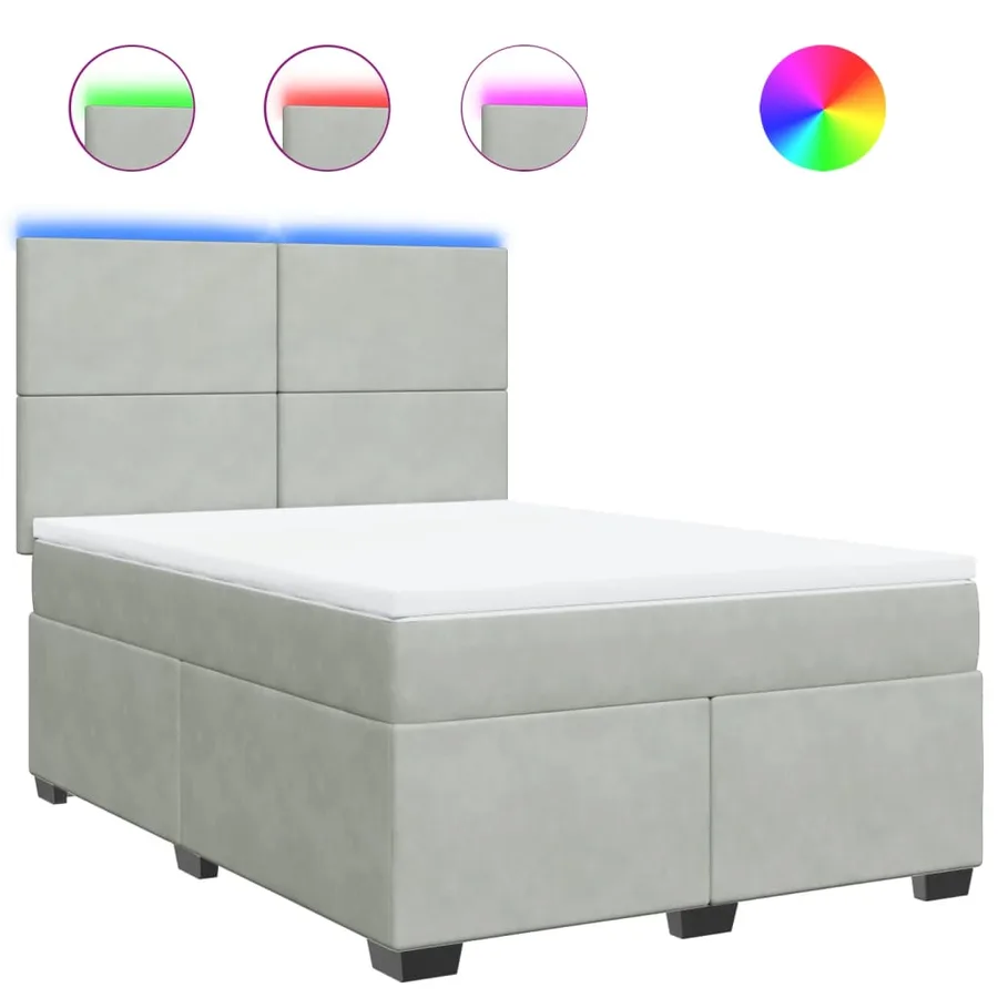 Sommier à lattes de lit et matelas Gris clair 140x200cm Velours - 2