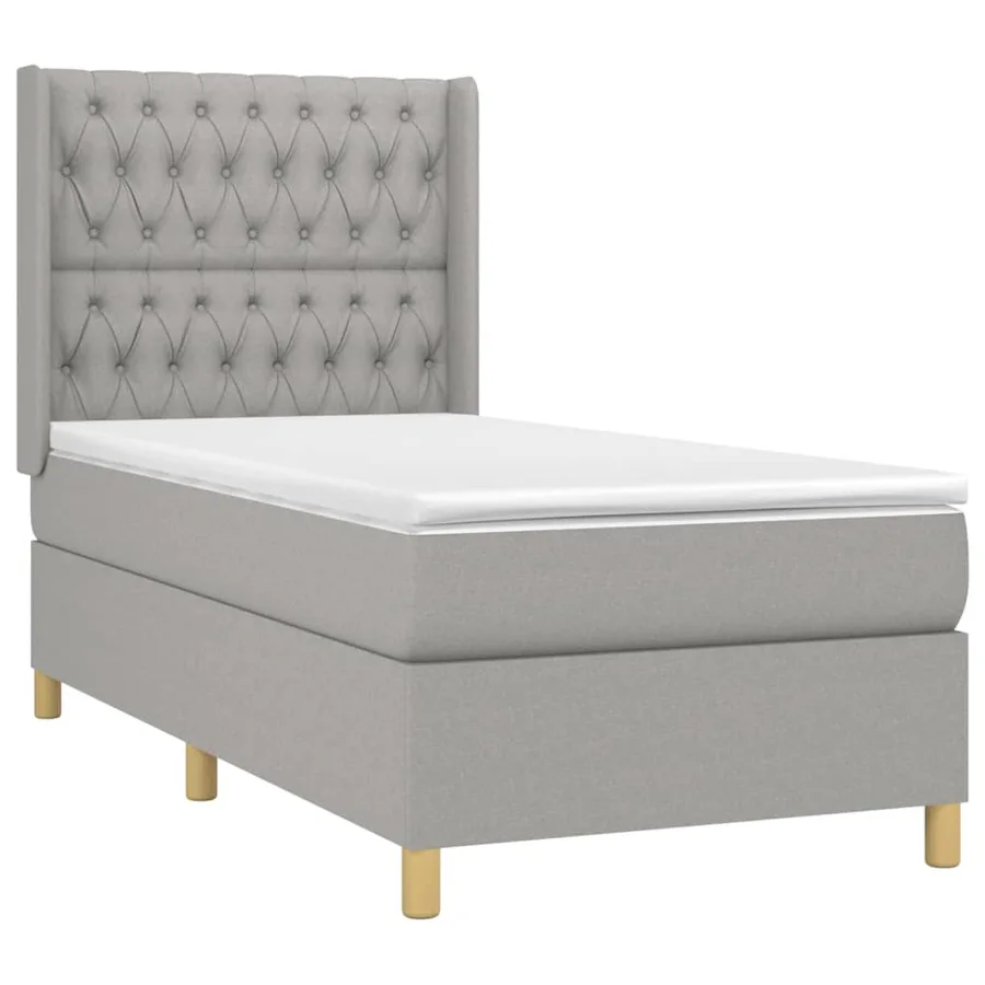 Sommier à lattes de lit matelas LED Gris clair 100x200 cm Tissu - 4