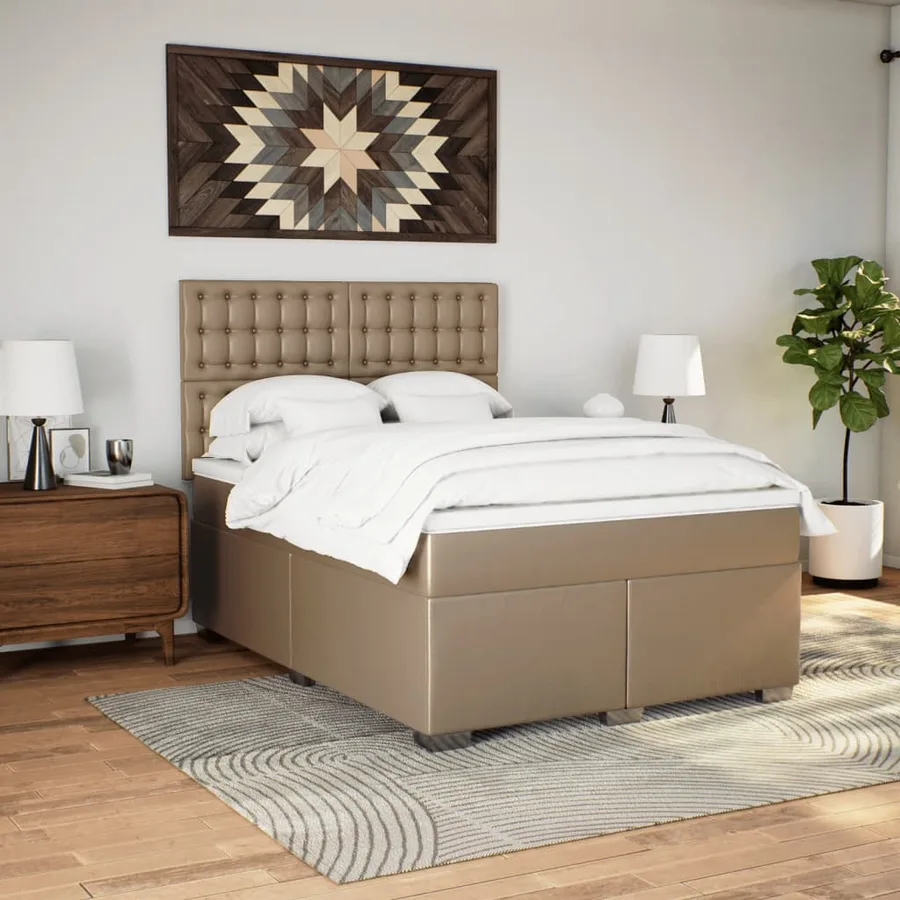 Sommier à lattes de lit avec matelas Cappuccino 140x200 cm - 4