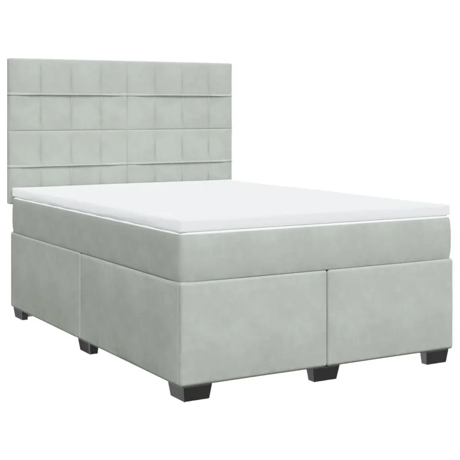 Sommier à lattes de lit et matelas Gris clair 140x200cm Velours - 3