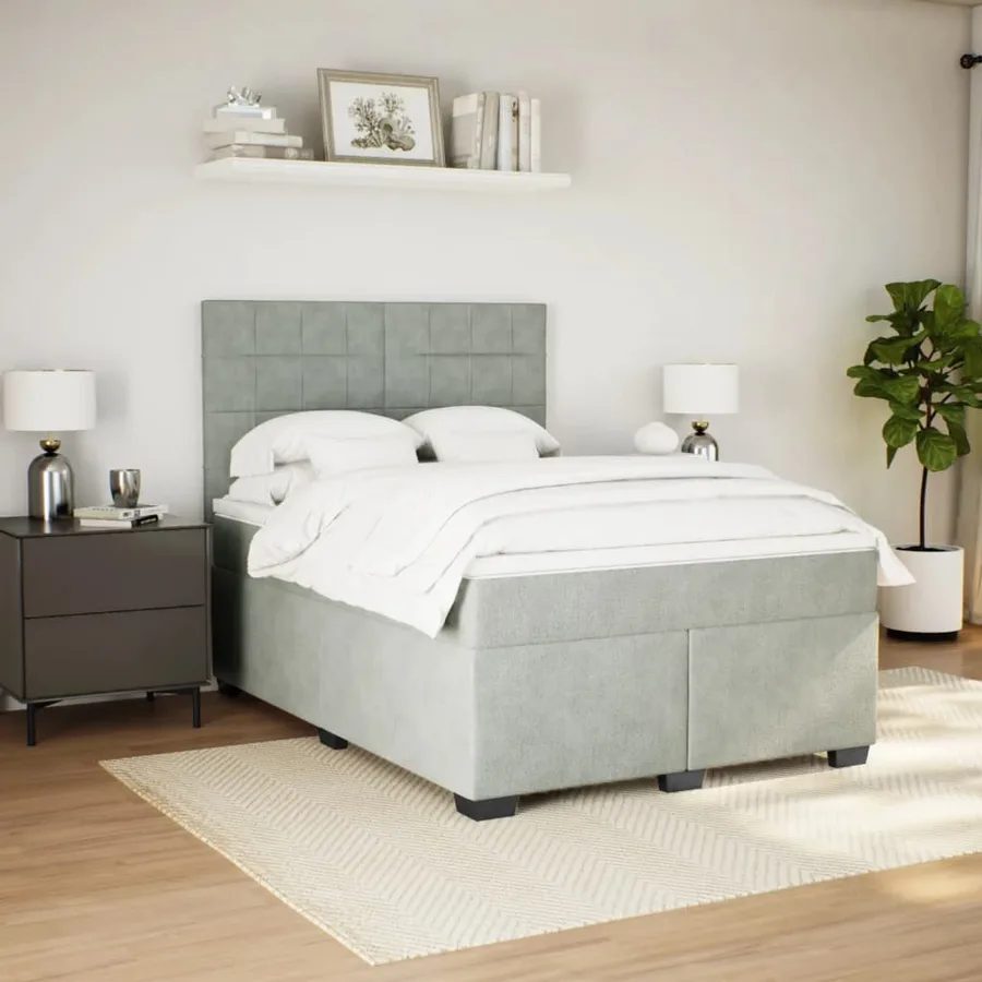 Sommier à lattes de lit et matelas Gris clair 140x200cm Velours - 5