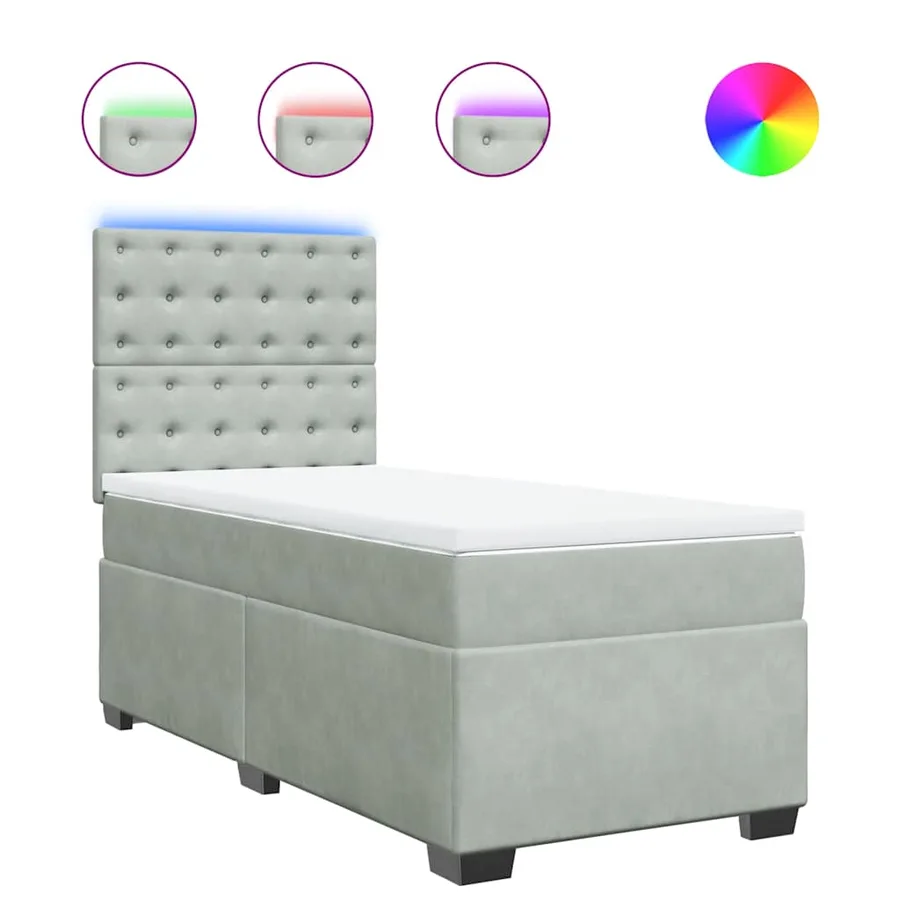 Sommier à lattes de lit et matelas Gris clair 90x200 cm Velours - 2