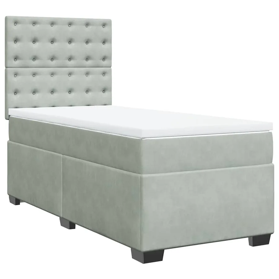 Sommier à lattes de lit et matelas Gris clair 90x200 cm Velours - 6