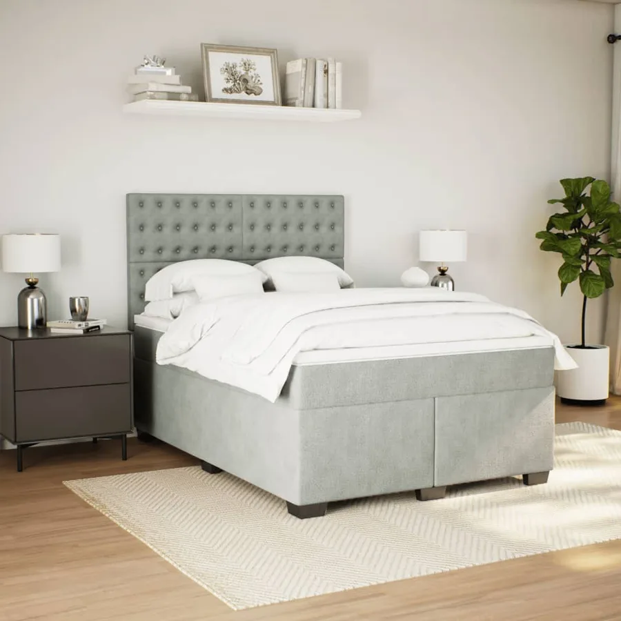Sommier à lattes de lit et matelas Gris clair 160x200cm Velours - 4