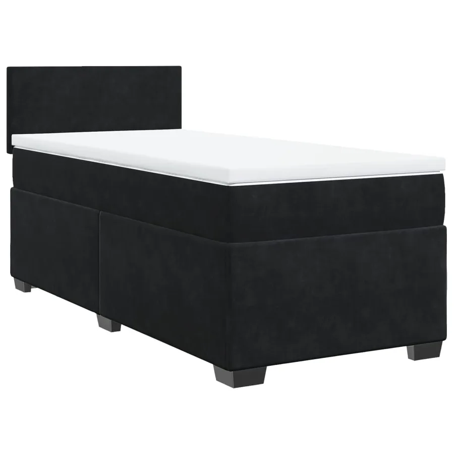 Sommier à lattes de lit avec matelas Noir 90x200 cm Velours - 2
