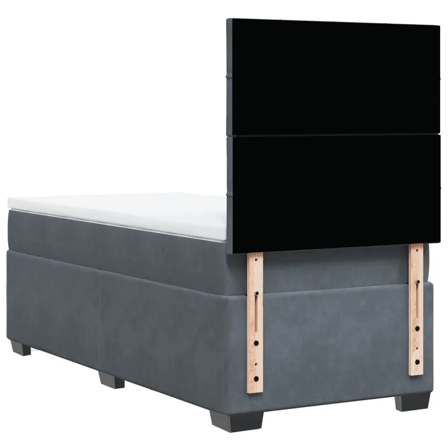 Sommier à lattes de lit et matelas Gris foncé 90x200 cm Velours - 10