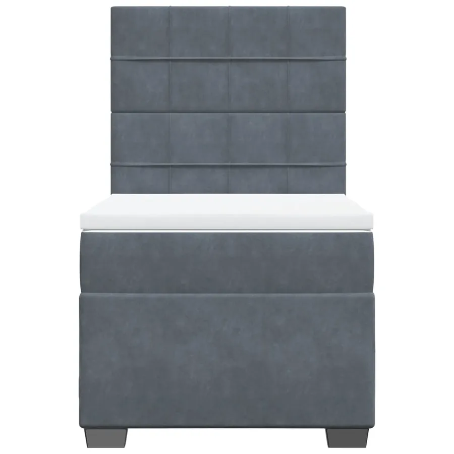Sommier à lattes de lit et matelas Gris foncé 90x200 cm Velours - 4
