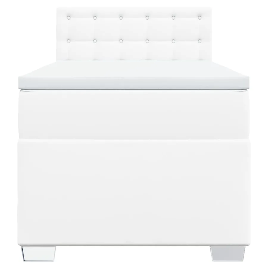 Sommier à lattes de lit avec matelas Blanc 100x200cm Similicuir - 4