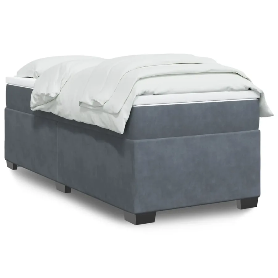 Sommier à lattes de lit et matelas Gris foncé 90x200 cm Velours
