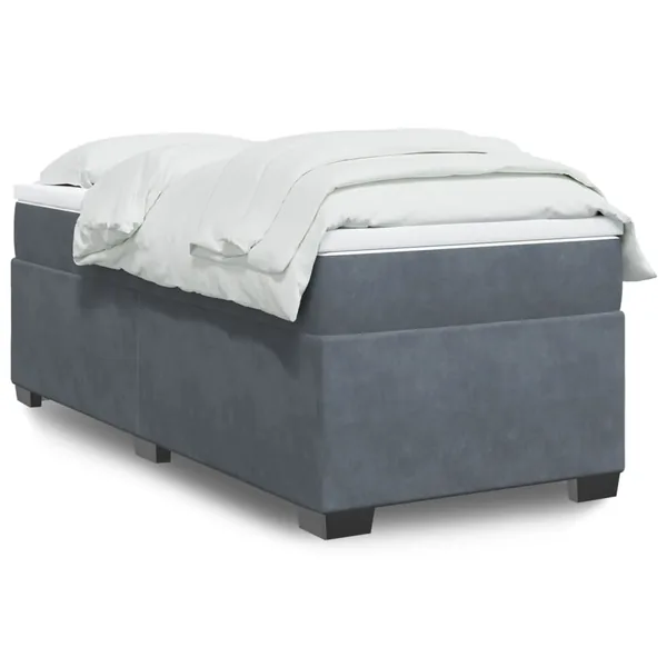 Sommier à lattes de lit et matelas Gris foncé 90x200 cm Velours