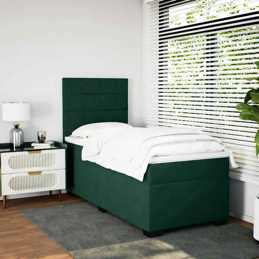 Sommier à lattes de lit avec matelas Vert foncé 90x200 cm - 3