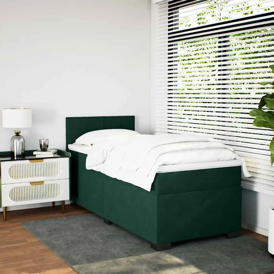Sommier à lattes de lit avec matelas Vert foncé 90x200 cm - 3