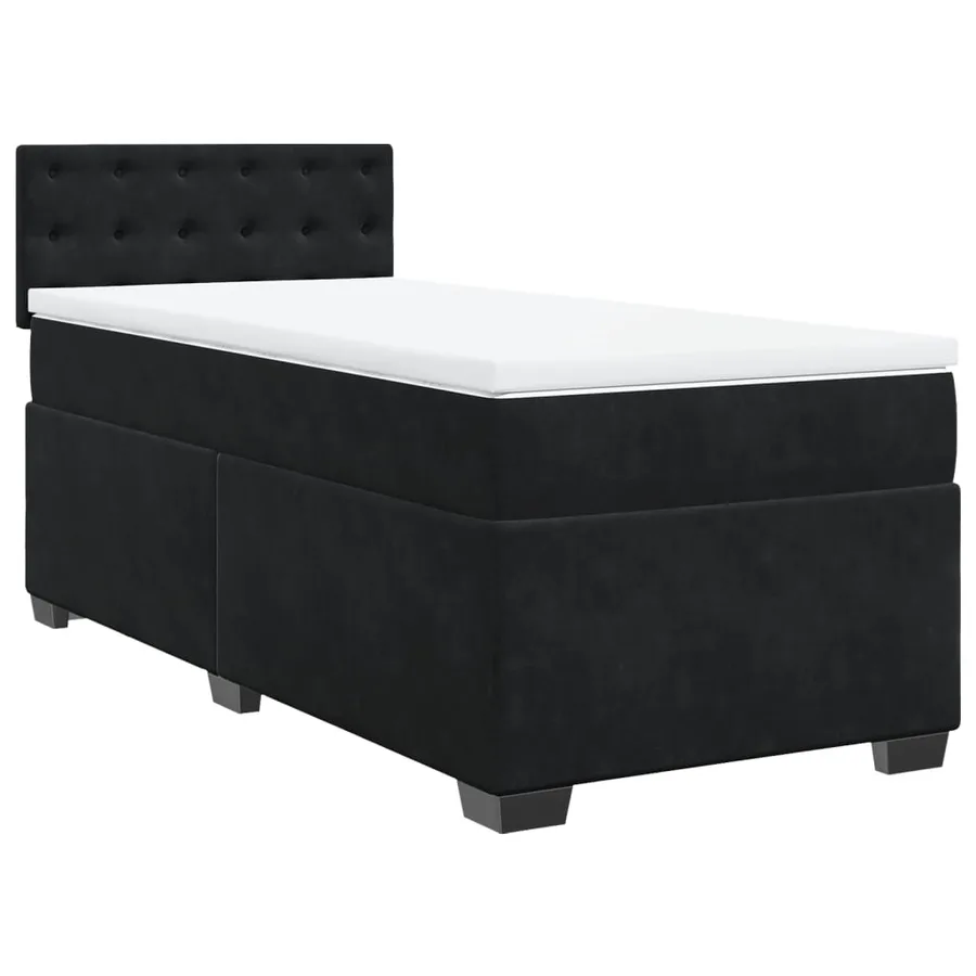 Sommier à lattes de lit avec matelas Noir 90x200 cm Velours - 2