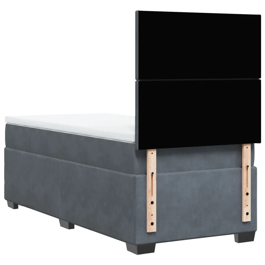 Sommier à lattes de lit et matelas Gris foncé 90x200 cm Velours - 10