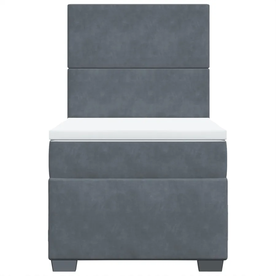 Sommier à lattes de lit et matelas Gris foncé 90x200 cm Velours - 4