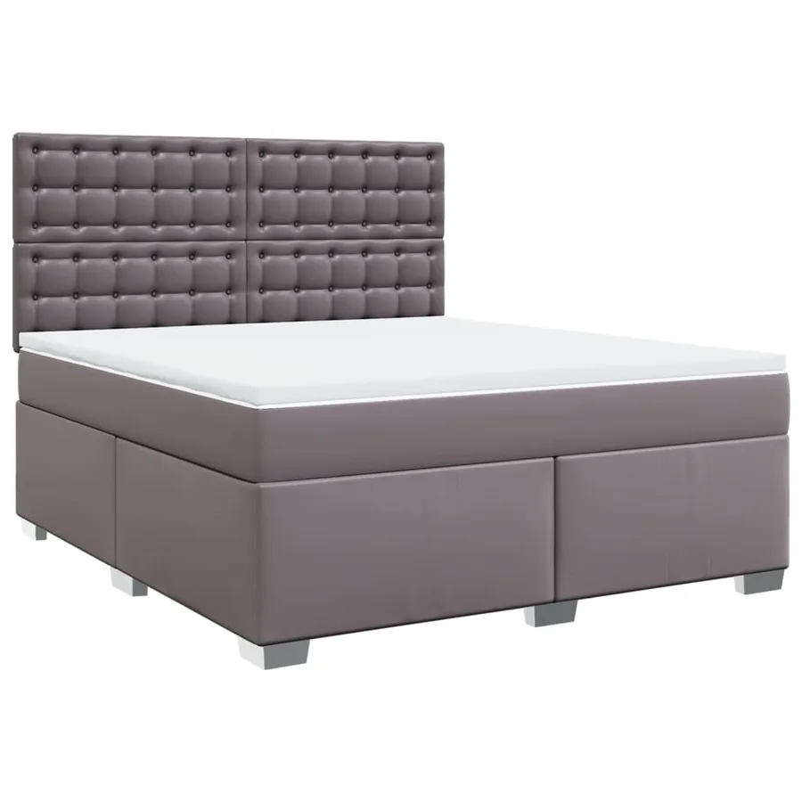 Sommier à lattes de lit avec matelas Gris 180x200 cm Similicuir - 2