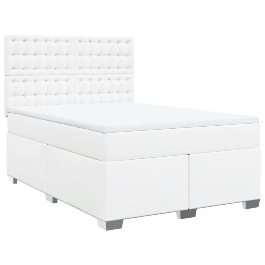 Sommier à lattes de lit avec matelas Blanc 160x200cm Similicuir - 2