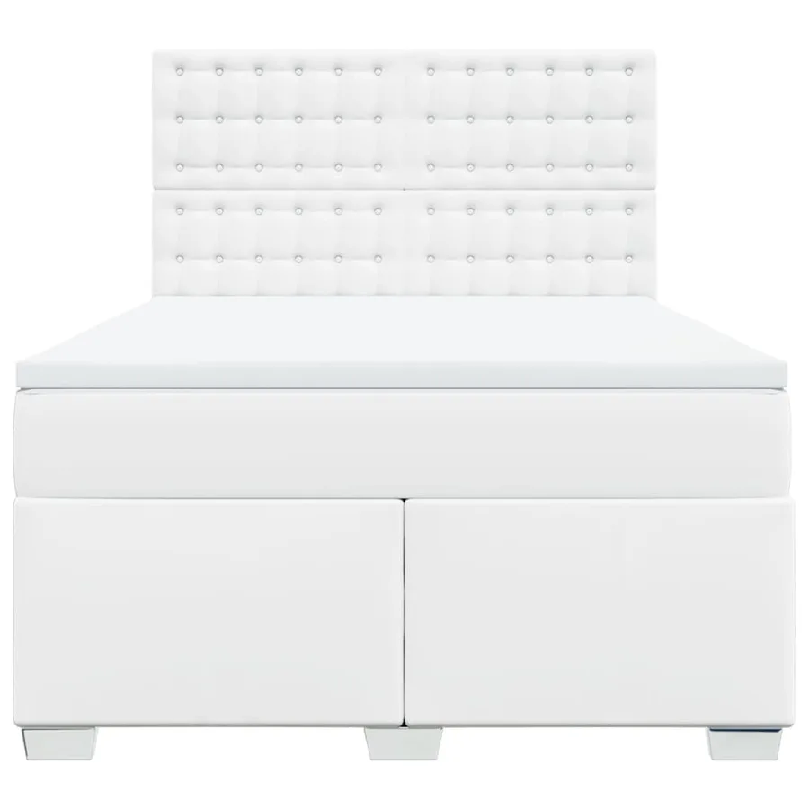 Sommier à lattes de lit avec matelas Blanc 160x200cm Similicuir - 4