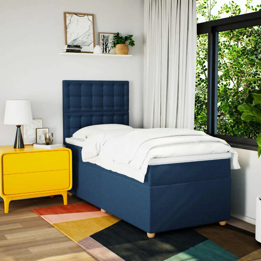 Sommier à lattes de lit avec matelas Bleu 80x200 cm Tissu - 3