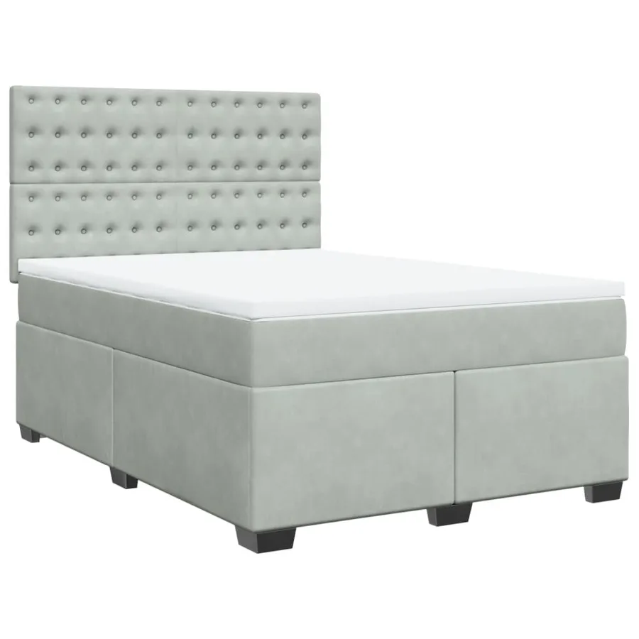 Sommier à lattes de lit et matelas Gris clair 140x200cm Velours - 2