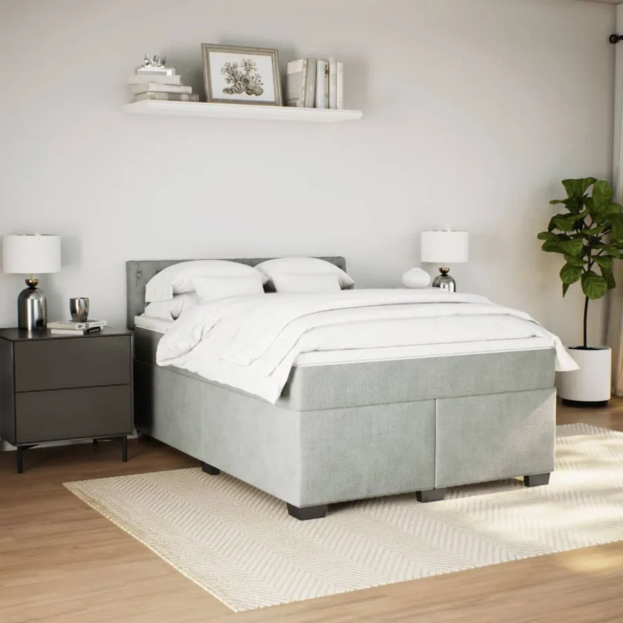 Sommier à lattes de lit et matelas Gris clair 160x200cm Velours - 3