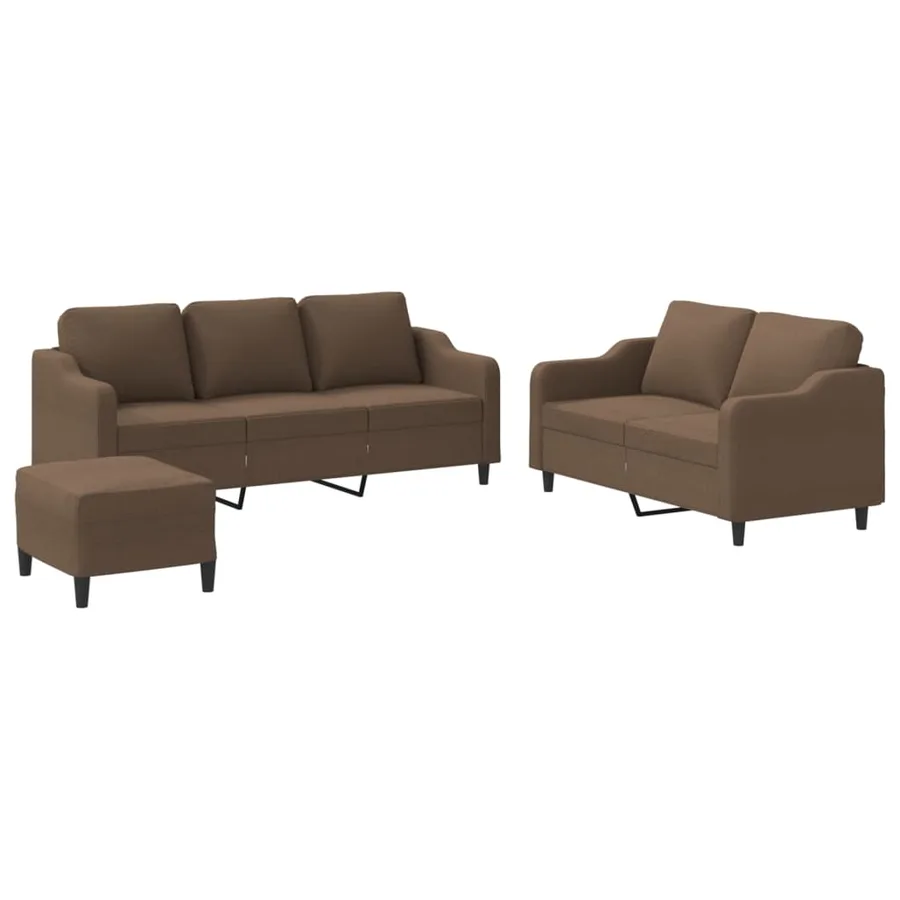 Ensemble de canapés 3 pcs avec coussins Marron Tissu - 2