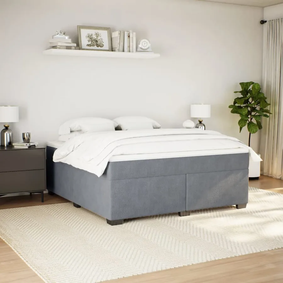 Sommier à lattes de lit et matelas Gris foncé 180x200cm Velours - 3