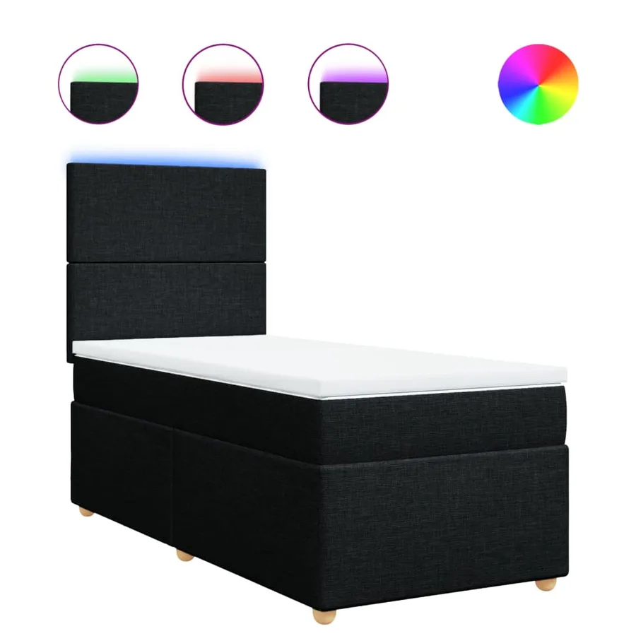 Sommier à lattes de lit avec matelas Noir 100x200 cm Tissu - 2