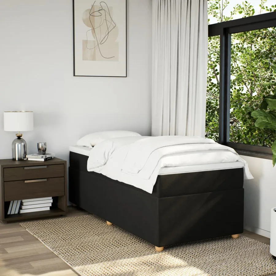 Sommier à lattes de lit avec matelas Noir 100x200 cm Tissu - 3