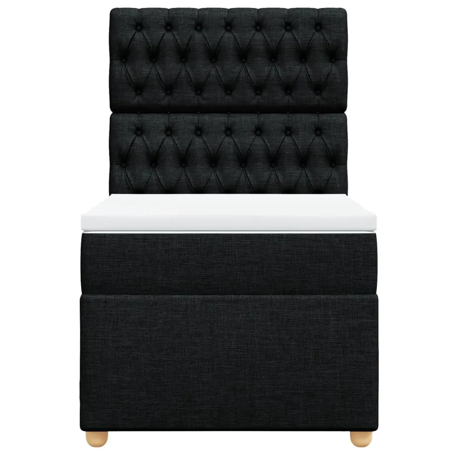 Sommier à lattes de lit avec matelas Noir 100x200 cm Tissu - 4