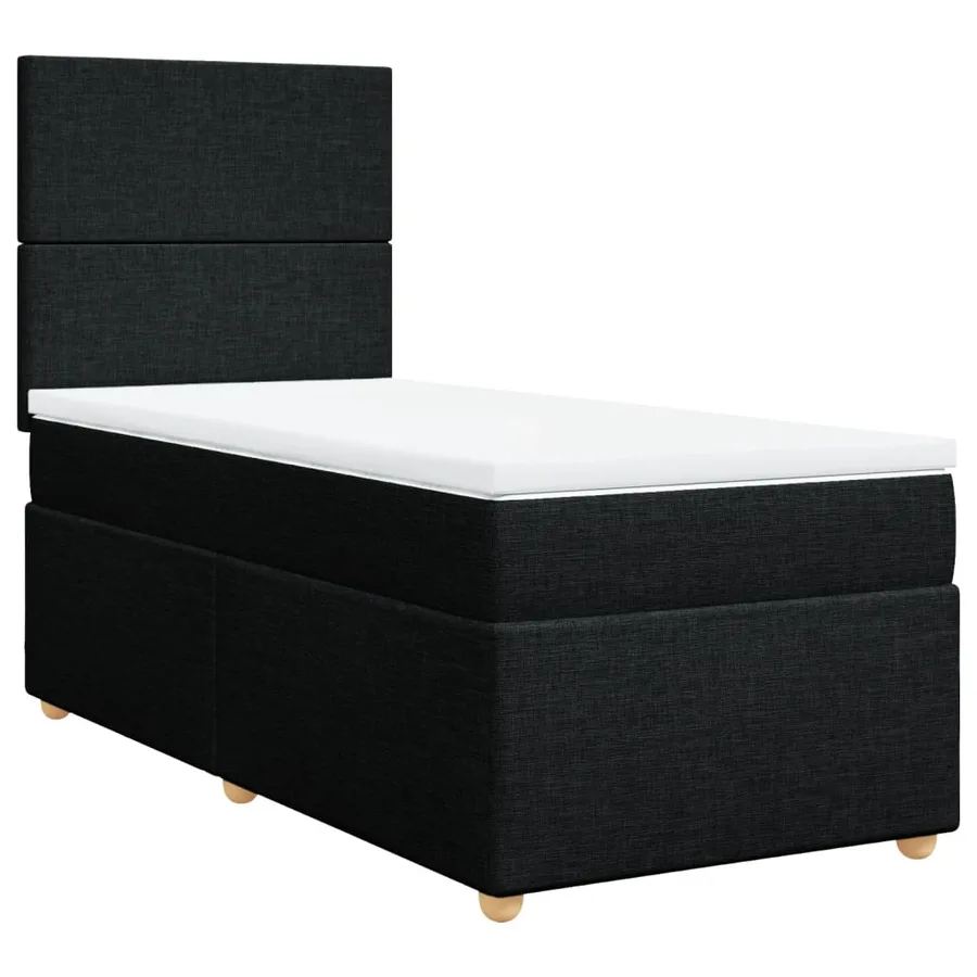 Sommier à lattes de lit avec matelas Noir 100x200 cm Tissu - 2